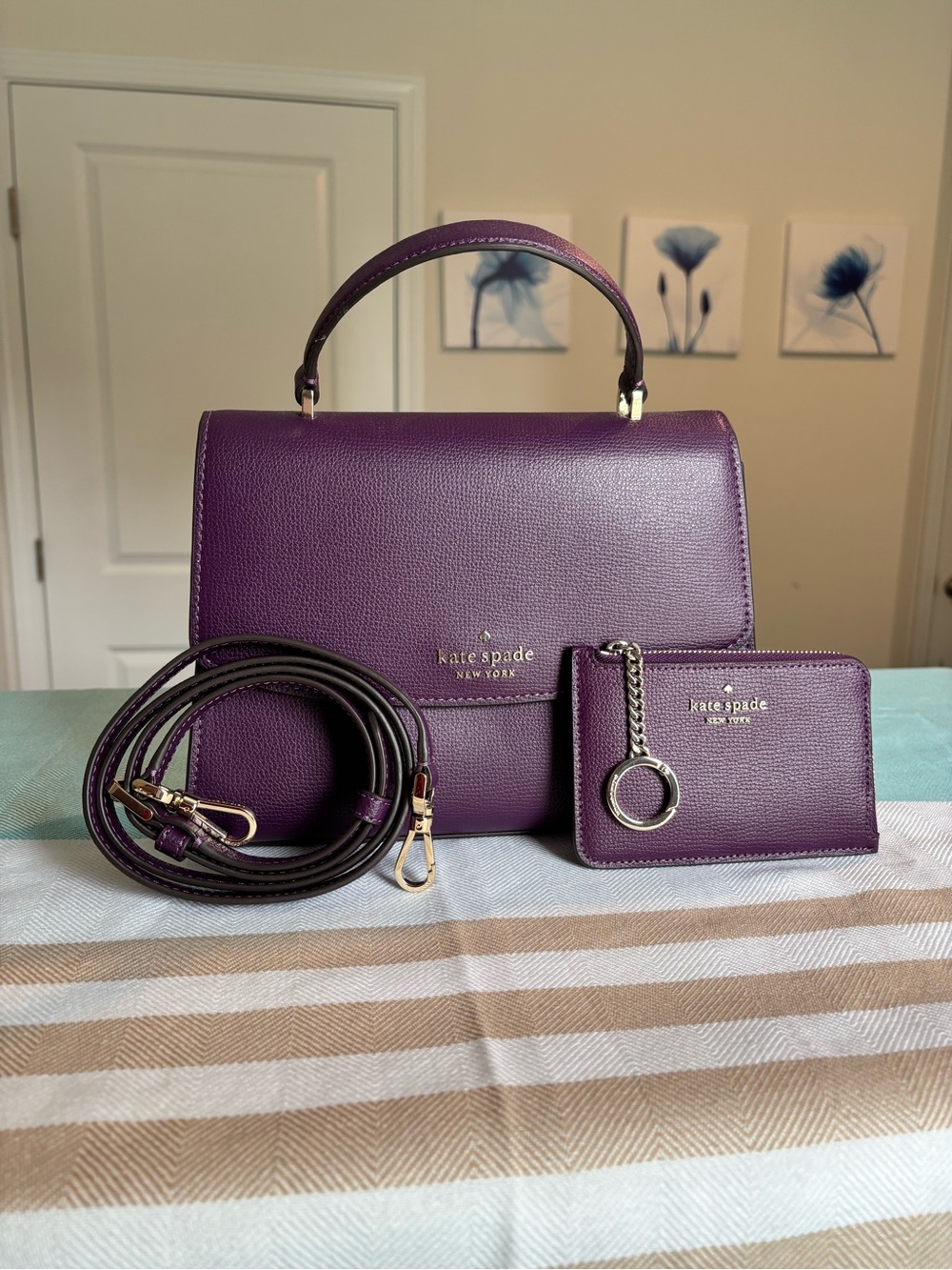 Kate Spade Darcy Top Handle Satchel Ripe Plum Leather Crossbody - Picture 1 of 10